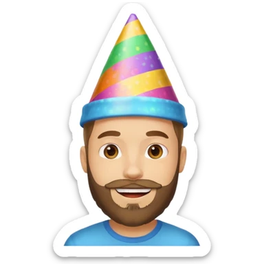 young man with a beard, happy birthday boy sticker