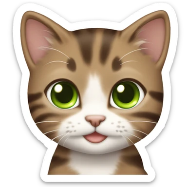 full body extremely cute kawaii brown tabby girl kitten with green eyes sticker