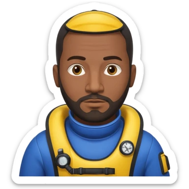 Moroccan Male 38, dark hair, short beard, slightly overweight, scuba diving sticker