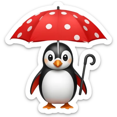Penguin with red polka-dot umbrella sticker