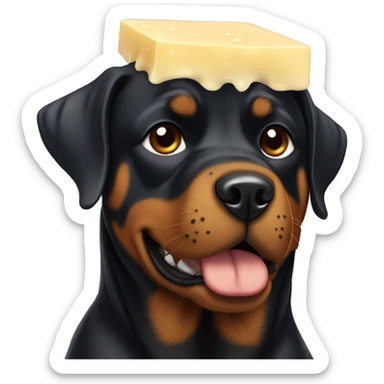 Rottweiler with Soap on his Head sticker