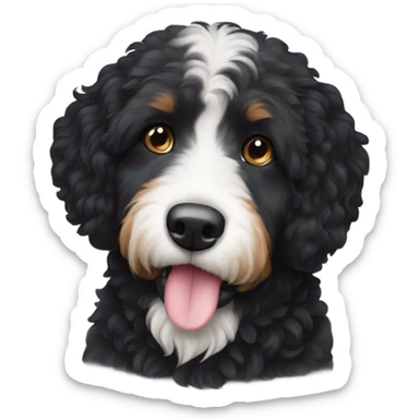 Black bernadoodle face white eyebrows and white snout  sticker