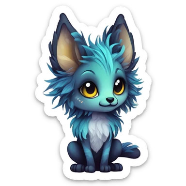 cute Kawaii edgy ethereal shy epic fantasy animal fursona Fionbri creature by griffsnuff & LiLaiRa & Falvie with exotic colors full body sticker