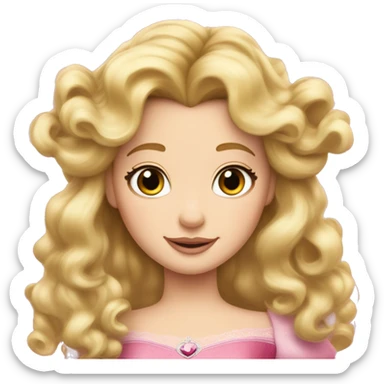 Princess Aurora blonde ringlets and bangs  sticker