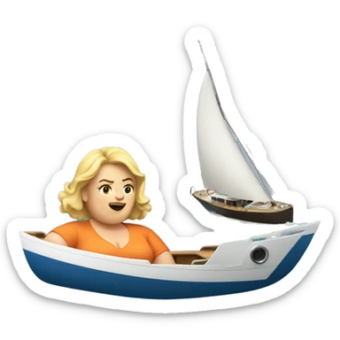 A fat blonde lady on a sinking yacht sticker
