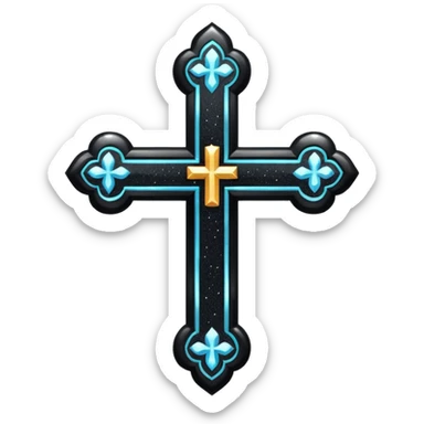 Glitter black cross sticker
