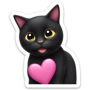 A black cat within a pink heart  sticker