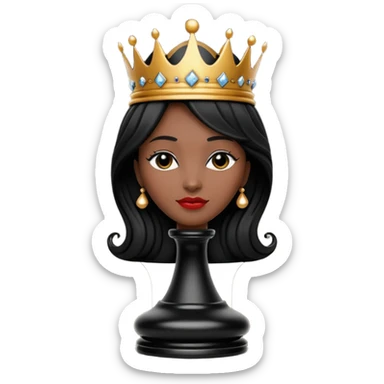 black queen chess piece, classic chess queen with crown sticker