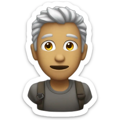 Persona asiendo el mewing sticker