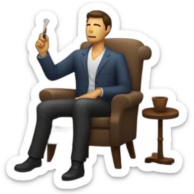 silueta de hombre sentado en un sillon y con un tabaco en la mano sticker