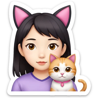 Little asian girl with a cat ears sticker