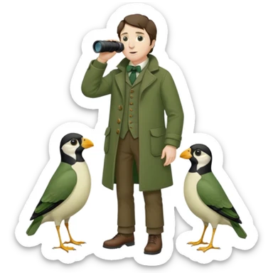henry David thoreau full body birdwatching with bonoculars sticker