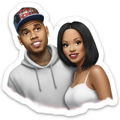 Hyper Realistic Chris Brown  and Rhianna romantic photo  sticker