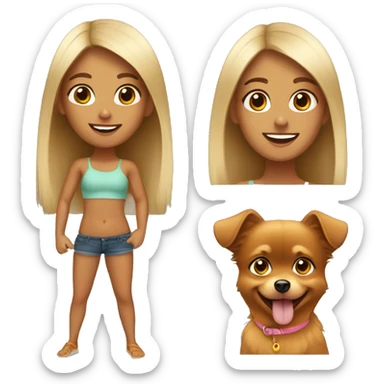 Young tanned girl with Pomeranian sticker