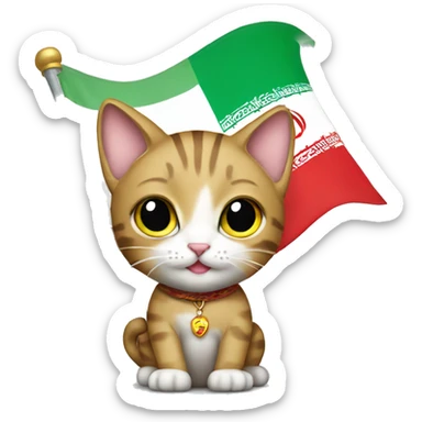cat holding an Iranian flag  sticker