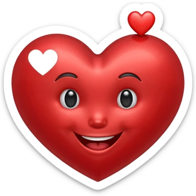 smiling face with a heart popping out, heart is metallic sticker
