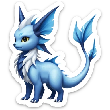 Vaporeon-Samurott-Absol-Fakémon-hybrid-creature (full body)  sticker
