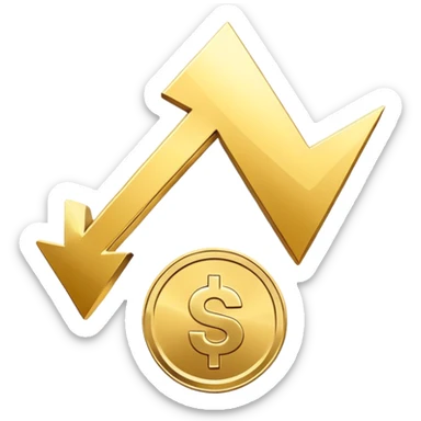 downward arrow with a coin, representing Senkende Kosten (lowering costs) sticker