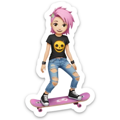 Skater punk girl mugshot smiling sticker