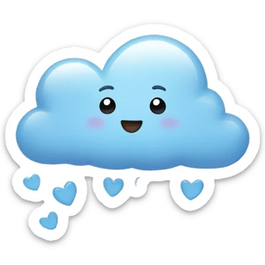 Cloud raining hearts sticker