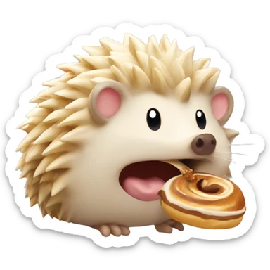 hedgehog eating a cinnamonroll sticker