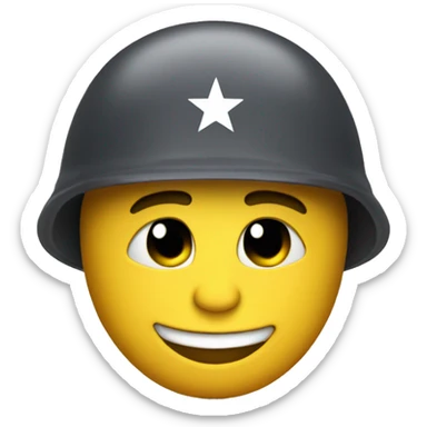 saluting smily face with a soldier helmet sticker