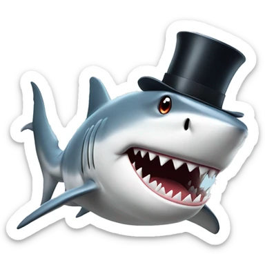 Shark with a top hat sticker