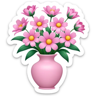 vase of pink flowers sticker