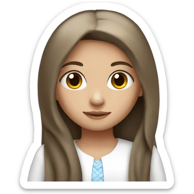 Brunette girl angel with straight hair and blue eyes sticker