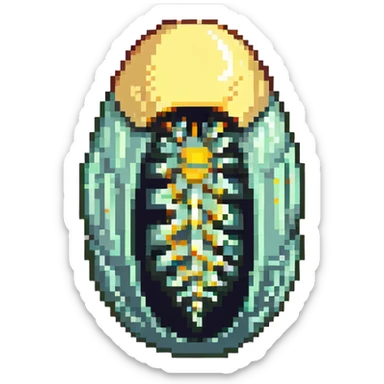 MRI parasitic embryo, digital, fetal small shape, eerie, horror, pupa, crystalis, in-utero, sea-life, siphonophore, polyp, Cnidaria, within egg, metamorphosis sticker