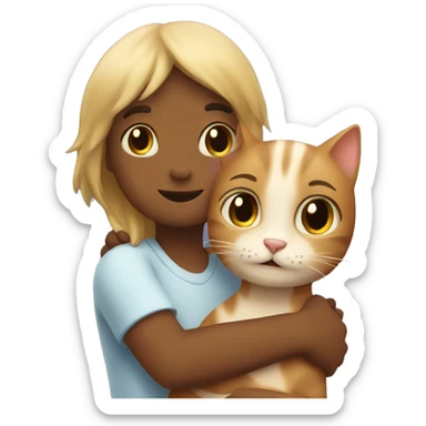 cat and girl and guy hugging sticker