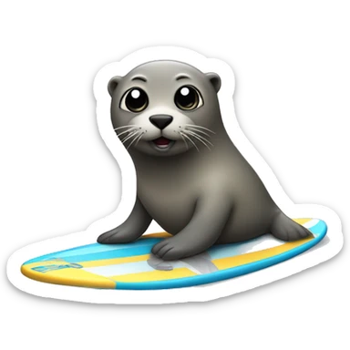 A seal on a surf board  sticker