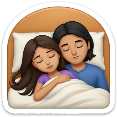 Caramel color latino Guy with long black hair sleeping with brown hair girl sticker
