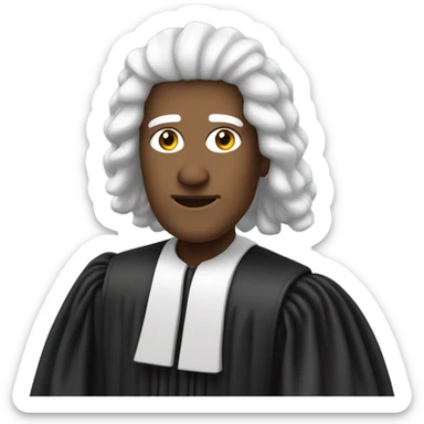 white judge with wig at an angle sticker