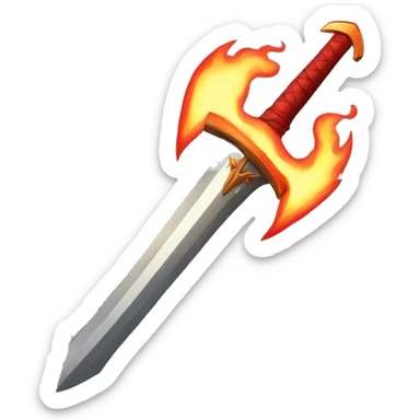 Red flaming sword sticker