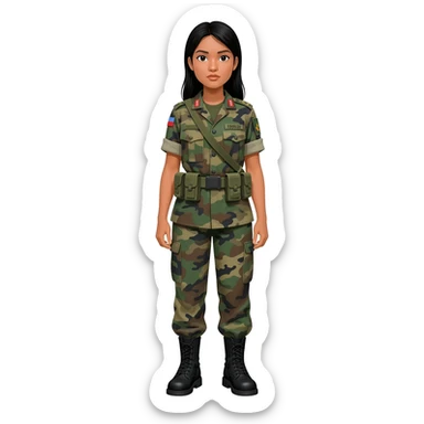Filipino female soldier bdu 1990s with black combat boots without wearing bandolier sticker