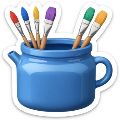 paint jars with a brush next to them sticker