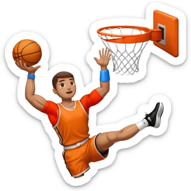 an arm dunking a basketball into a hoop sticker