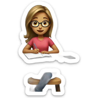 smart girl doing homework sticker
