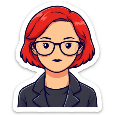 woman with glasses and fiery red hair sticker