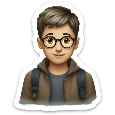 french kid with very short hair and circular litle glasses sticker