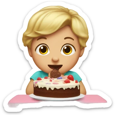 2 year old eating cake sticker