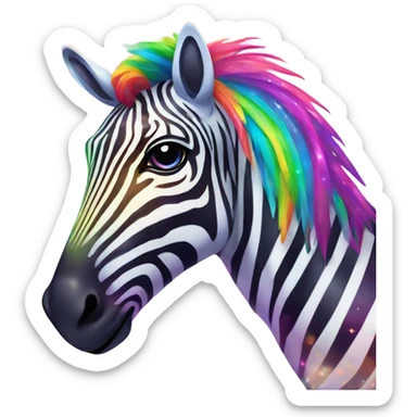 Lisa frank zebra with glitter rainbow stripes sticker