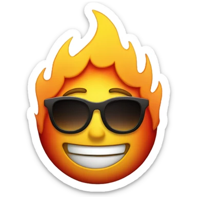 fire emoji smiling with sunglasses and wink sticker