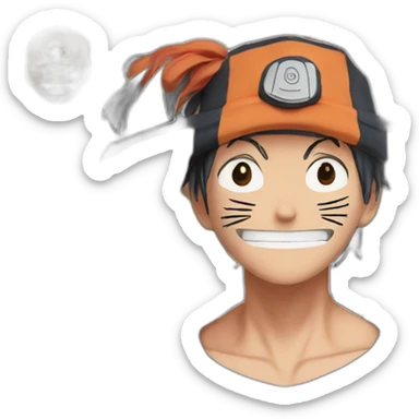 Naruto with Luffy hat  sticker