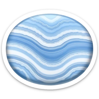 Oval blue lace agate with ethereal sky blue and white banded patterns resembling lace sticker