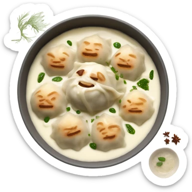 Mantu afghan dumplings in yogurt sauce sticker