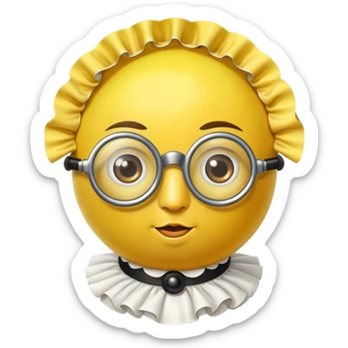 lemon citrus fruit wearing a monocle single eyeglass and Elizabethan Victorian ruffled collar sticker