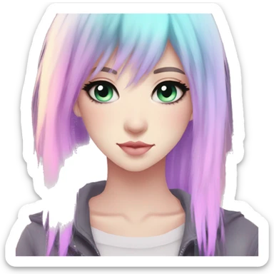 Gorgeous Attractive Edgy Pastel Gradient Beautiful Anime Emo CatLady sticker