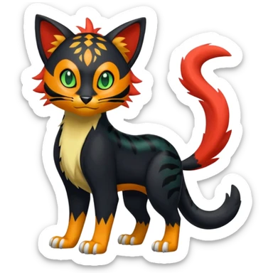 Furry Sneaky Mischievous Expressive Liepard-Nargacuga-Litten-Sprigatito-Pokémon-fusion-creature (full body) sticker